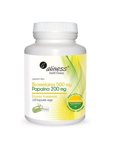 Bromelina 500 mg, Papaína 200 mg, 100 cápsulas