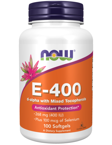 Vitamina E natural 400 UI, 100 cápsulas (AHORA ALIMENTOS)